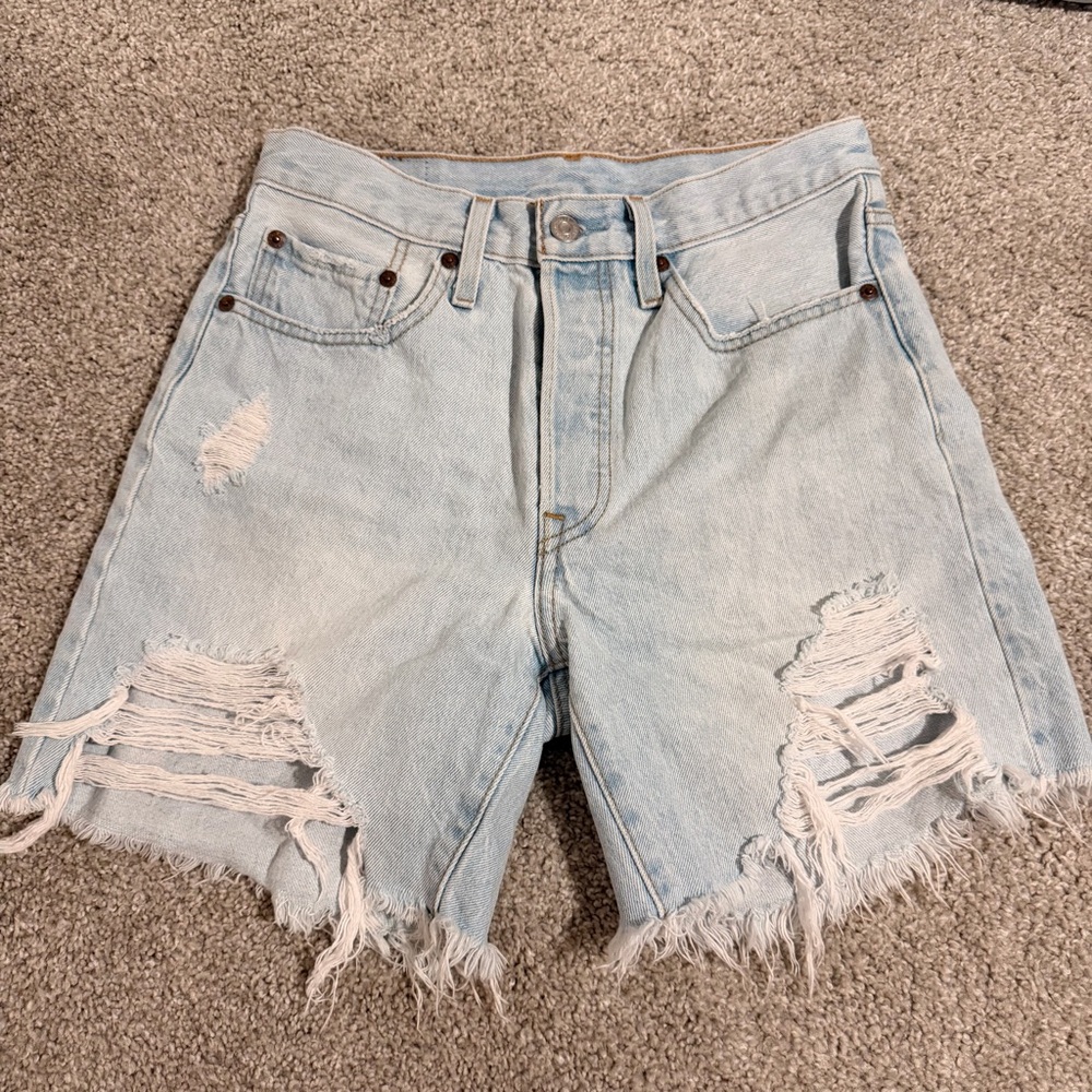 Levi's Light Blue Distressed Jean Shorts
